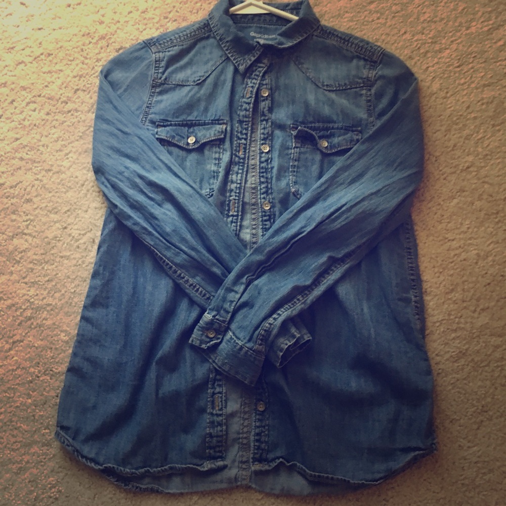 Gap kids denim shirt/ long sleeve/ dark blue